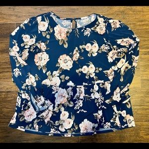 Chic Soul floral peplum long sleeve blouse